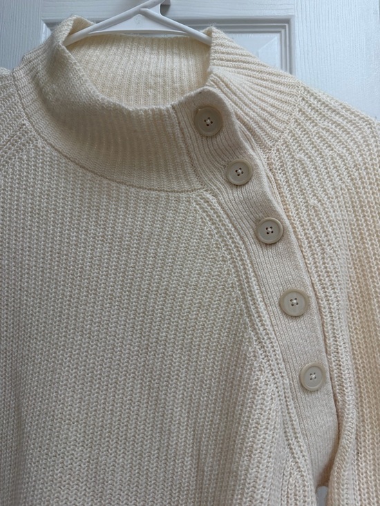 LOFT Sweaters - LOFT Cream Button-Shoulder Turtleneck Sweater